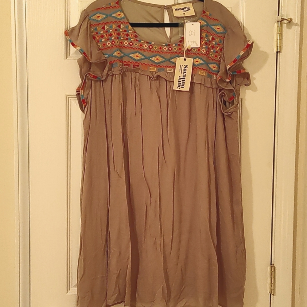 Savannah Jane Tan Dress Plus Size 2X
